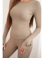 Dámský komplet z pruhované viskózy s dlouhým rukávem a legínami fango Dámský komplet z pruhované viskózy s dlouhým rukávem a legínami fango