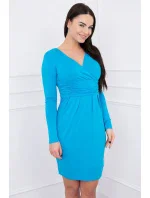 Přiléhavé šaty s výřezem pod prsy tyrkysové