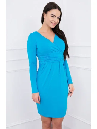 Přiléhavé šaty s výřezem pod prsy tyrkysové