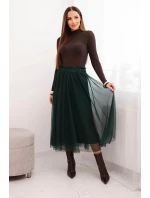 Sukně midi tylová dámská s podšívkou viskóza zelená