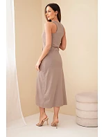 Dámské bavlněné midi šaty bez rukávů s nařasením fango