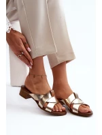 Zazoo 40236 Kožené dámské klínky na nízkém podpatku zlaté