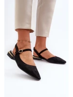 Dámské baletky na nízkém podpatku s odkrytou patou Sergio Leone SK831 černé