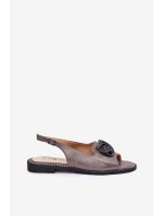 Lesklé Dámské Sandály S Ozdobou S.Barski KV51-006 Šedé