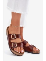 Dámské Pantofle S Přezkami Z Eko Kůže Hnědé Iskira