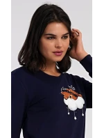 Dámské pyžamo dlouhé Méďa na obláčku Dámské pyžamo dlouhé Méďa na obláčku