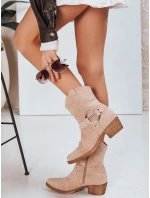 Dámské semišové kovbojské boty béžové FashionStreet ZY1301