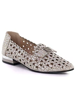 Dámské prolamované kožené polobotky Vinceza 99205 v šedé barvě