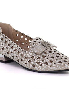 Dámské prolamované kožené polobotky Vinceza 99205 v šedé barvě