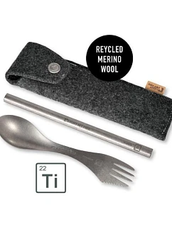 Turistické příbory v pouzdře Light My Fire Spork & Straw Kit Titanium