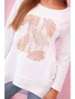 Dámská halenka s kapsami a ozdobným potiskem bílý