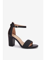 Dámské sandály na podpatku s pleteným pásem černé Asdine