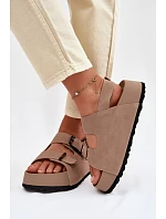 Semišové sandály na platformě Big Star TT274235 Béžové