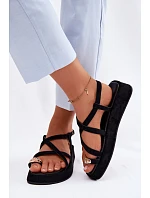 Sandály na platformě s zlatým detailem Černé Olmira