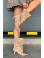 Dámské kotníkové boty na jehlovém podpatku Solvienne – béžové