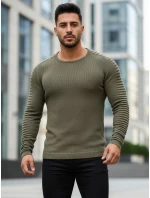 Pánský khaki svetr přes hlavu WX1606