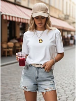 Dámské tričko s nášivkou MIA ROSE ecru FashionStreet RY2254 Dámské tričko s nášivkou MIA ROSE ecru FashionStreet RY2254