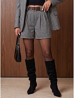 Dámské kalhoty s kostkovaným vzorem a páskem, tmavě modré, FashionStreet SY0601 Dámské kalhoty s kostkovaným vzorem a páskem, tmavě modré, FashionStreet SY0601