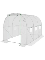 SKLENÍK ZAHRADNÍ TUNEL 200X300X200CM PE KONSTRUKCE BÍLÁ OCEL