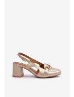 Kožené sandály na podpatku Maciejka 06419-25 Zlaté