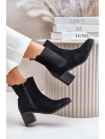 Zateplené dámské boty na podpatku černé Radeya