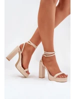 Dámské Sandály Na Podpatku S Páskem Béžové Fevenne Dámské Sandály Na Podpatku S Páskem Béžové Fevenne