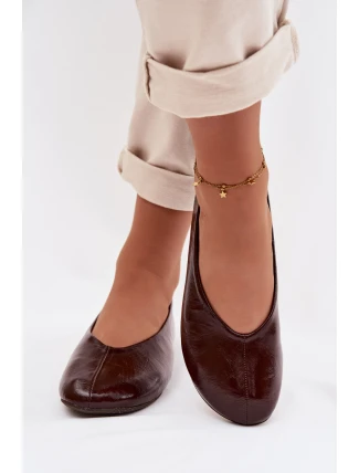 Lakované Baleríny z Eko Kůže Čokoládové Selanora