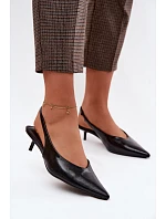Lakované dámské sandály z umělé kůže na podpatku Černé Averelle
