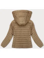 Béžová dámská prošívaná bunda s kapucí (16M9103-84)