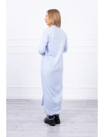 Svetr dlouhý svetr vázaný v pase modrý