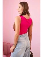 Dámská top na ramínkách s výstřihem - fuchsie