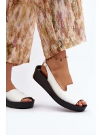 Dámské kožené sandály na tlusté podrážce Zazoo 2893 bílé