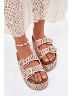 Dámské Sandály Na Masivní Platformě S Pletením A Přezkami Multikolor
