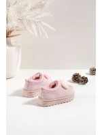 Dětské sněhule s výšivkou a mašlí Růžové Daven