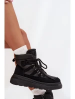 Dámské kotníkové boty Liorae trapery na platformě – černé