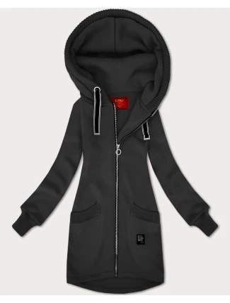 Dámská mikina v grafitové barvě se svetrovými vsadkami LHD (AMG-172A)