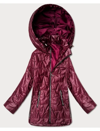 Cienka kurtka z kapturem plus size Goodlookin bordowa (B8576-27)