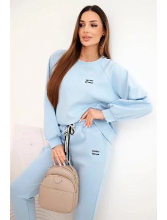 Dámská souprava z viskózy s mikinou a kalhotami modrý