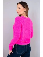 Svetr dámský z baby alpaky s dlouhým rukávem neonově růžový