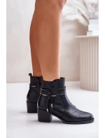 Dámské boty na podpatku z teplou podšívkou černé Lobina