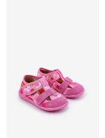 Dětské pantofle Milami na suchý zip s jahodami růžové Reathiana
