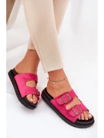 Dámské Pantofle Na Platformě S Přezkami Fuchsie Simbes