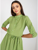 Zelené vzorované ležérní šaty s 3/4 rukávy