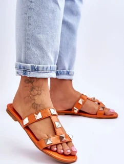 Dámské pantofle s velkými cvočky oranžove Mercure