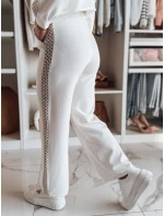 Dámské široké žebrované kalhoty LUXEEN ecru FashionStreet UY2521 Dámské široké žebrované kalhoty LUXEEN ecru FashionStreet UY2521