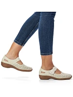 Dámská kožená prolamovaná obuv na suchý zip béžové barvy Rieker 41399-14