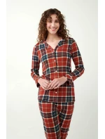 Vamp - Dámské pyžamo s knoflíky ve skotském tartanu 21513 - Vamp Vamp - Dámské pyžamo s knoflíky ve skotském tartanu 21513 - Vamp