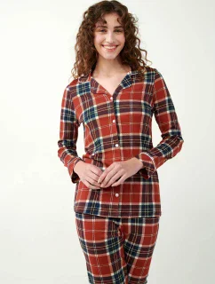 Vamp - Dámské pyžamo s knoflíky ve skotském tartanu 21513 - Vamp