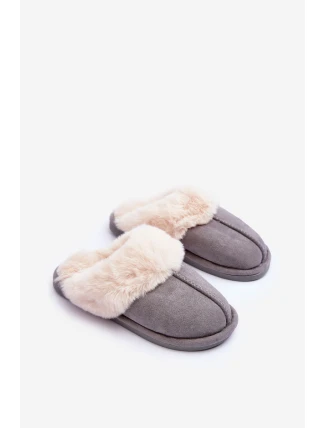 Dámské Pantofle s Kožešinou Šedé Pinky