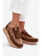 Dámské Semišové Tenisky Big Star OO274A313 HI-POLY SYSTEM Hnědé Leopardí